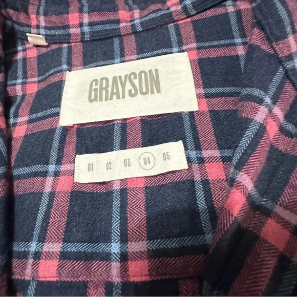 Anthropologie Grayson L The Hero Buttondown Flannel Blue Pink Plaid - Picture 6 of 9